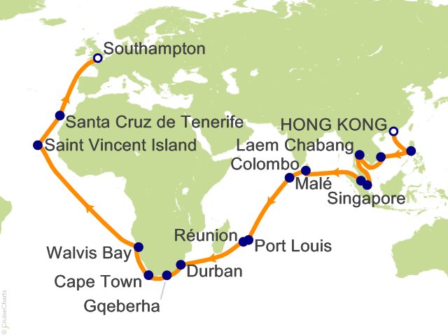 50 Night Hong Kong to Southampton Cruise