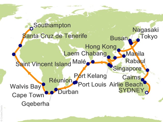 76 Night Sydney to Southampton Cruise