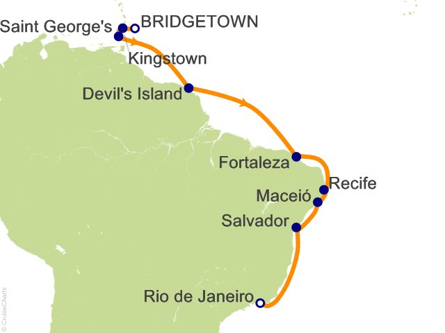 14 Night Season of Samba   Bridgetown to Rio de Janeiro Cruise from Bridgetown